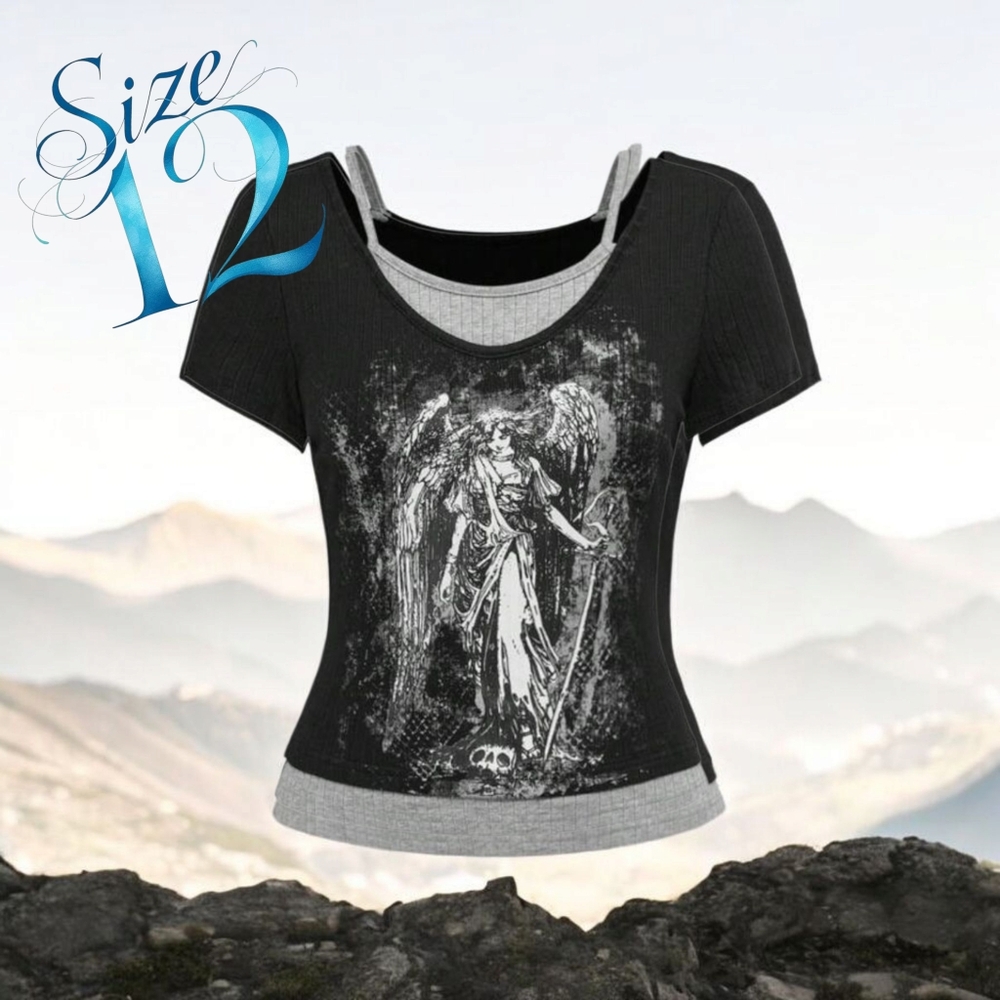 Black Graphic Women's Top Size 12